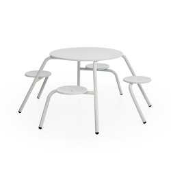 Virus 4-seater with flat tabletop (no parasol hole) | Table-seat combinations | extremis