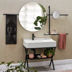 Siwa washbasin on structure | round mirror | Wash basins | Ceramica Cielo