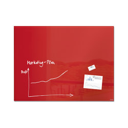 Magnetic Glass Board Artverum, red 135 x 105 cm | Flip charts / Writing boards | Sigel