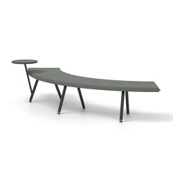 Autobahn, 90˚ Curved seat with floating table | Benches | Derlot