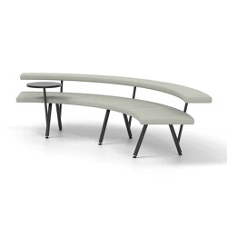Autobahn, 90˚ Curved seat with floating table | Benches | Derlot