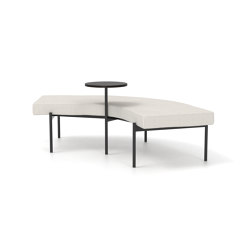 Crescent, 72˚ Curved bench with floating table | Modular seating elements | Derlot