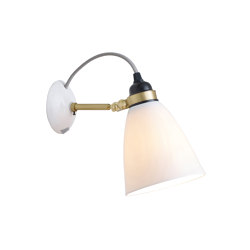 Hector 30 Wall Light, Satin Brass, Natural, with Grey Cable | Wall lights | Original BTC