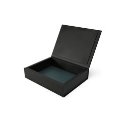 Bookbox black and blue leather medium | Storage boxes | August Sandgren A/S