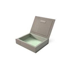 Bookbox wet sand and turquoise textile small | Storage boxes | August Sandgren A/S