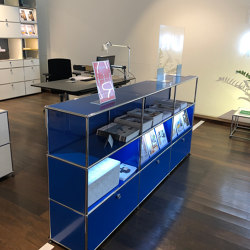 USM Haller Reception Station with Protection Screen | Steel Blue | Counters | USM