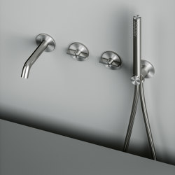 Valvola01 | Set of 2 hydroprogressive mixers for bathtub with spout and hand shower | Shower controls | Quadrodesign