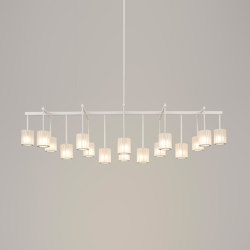 Flute Beam Chandelier 16-arm powdercoated white frosted glass | Chandeliers | Tom Kirk Lighting