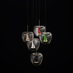 Apple mood small suspension canopy round 5 set, chrome | Suspended lights | Quasar