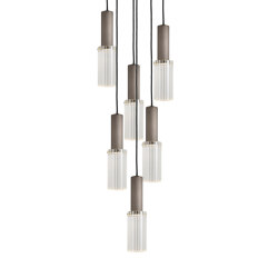 Flume | 80 Pendant - 6 Drop Grouping - Bronze | Suspended lights | J. Adams & Co.