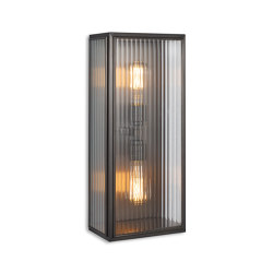 Lantern | Birch Wall Light - Large Twin Lamp - Bronze & Clear Reeded Glass | General lighting | J. Adams & Co