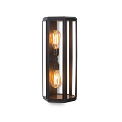 Lantern | Oak Hexagonal Wall Light - Bronze & Clear Glass |  | J. Adams & Co.