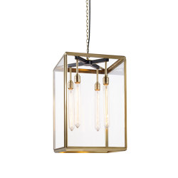 Lantern | Hazel Pendant Indoor - Large - Antique Brass & Clear Glass | Suspended lights | J. Adams & Co.