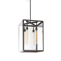 Lantern | Hazel Pendant Indoor - Large - Bronze & Clear Glass | Suspensions | J. Adams & Co