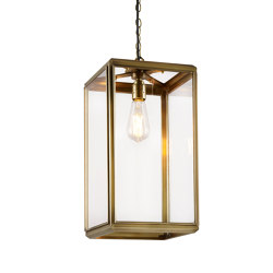 Lantern | Hazel Pendant Indoor - Small - Antique Brass & Clear Glass | Suspended lights | J. Adams & Co.