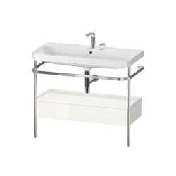 Happy D.2 Plus - Furniture washbasin c-shaped with metal console floor-standing