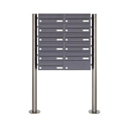 Basic | 11er Edelstahl Standbriefkasten Design BASIC Plus 385 X ST R - RAL nach Wahl |  | Briefkasten Manufaktur
