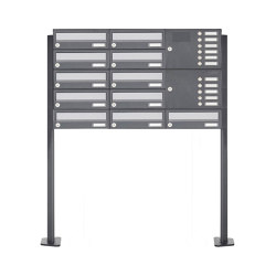 Basic | 11er Standbriefkasten Design BASIC 385P ST-T mit Klingelkasten - Edelstahl-RAL 7016 anthrazit Rechts |  | Briefkasten Manufaktur