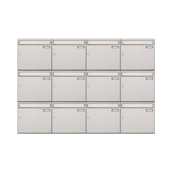 Basic | 12er 3x4 Edelstahl Aufputz Briefkastenanlage Design BASIC 382A-AP Edelstahl V2A, geschliffen 100mm Tiefe |  | Briefkasten Manufaktur