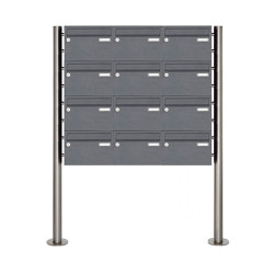 Basic | 12er Edelstahl Standbriefkasten Design BASIC Plus 385 220 X ST R - RAL nach Wahl |  | Briefkasten Manufaktur