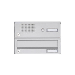 Basic | 1er Aufputz Briefkastenanlage Design BASIC 385A AP mit Klingelkasten - Edelstahl V2A, geschliffen |  | Briefkasten Manufaktur