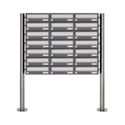 Basic | 21er 7x3 Briefkastenanlage freistehend Design BASIC 385 ST-R - Edelstahl-RAL 7016 anthrazitgrau | Mailboxes | Briefkasten Manufaktur