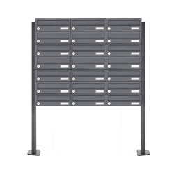 Basic | 21er Edelstahl Briefkastenanlage freistehend Design BASIC Plus 385XP ST-T - RAL nach Wahl | Mailboxes | Briefkasten Manufaktur