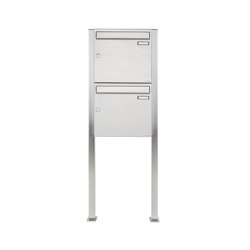 Basic | 2er 2x1 Edelstahl Standbriefkasten Design BASIC 384 ST-Q 100mm Tiefe | Mailboxes | Briefkasten Manufaktur