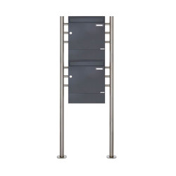 Basic | 2er 2x1 Standbriefkasten Design BASIC 381 ST-R mit Zeitungsfächer - RAL 7016 anthrazitgrau | Mailboxes | Briefkasten Manufaktur