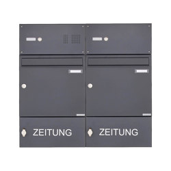 Basic | 2er Aufputz Briefkasten BASIC 382A AP mit Klingelkasten & Zeitungsablagefach - RAL 7016 anthrazit 100mm Tiefe | Mailboxes | Briefkasten Manufaktur