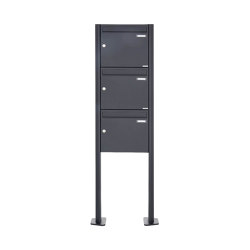 Basic | 3er 3x1 Standbriefkasten Design BASIC 380 ST-T - RAL 7016 anthrazitgrau 100mm Tiefe | Mailboxes | Briefkasten Manufaktur