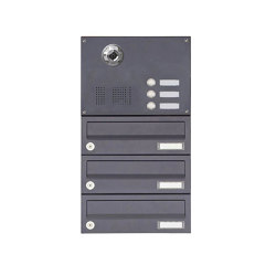Basic | 3er Aufputzbriefkasten BASIC Plus 385 KXA SP mit Klingelkasten - Kameravorbereitung | Mailboxes | Briefkasten Manufaktur