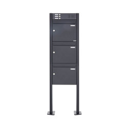 Basic | 3er Standbriefkasten Design BASIC 380 ST-T mit Klingelkasten - RAL 7016 anthrazitgrau 100mm Tiefe | Mailboxes | Briefkasten Manufaktur