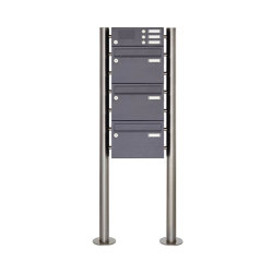 Basic | 3er Standbriefkasten Design BASIC 385220 ST-R mit Klingelkasten - RAL 7016 anthrazitgrau | Mailboxes | Briefkasten Manufaktur