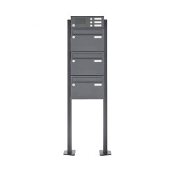 Basic | 3er Standbriefkasten Design BASIC Plus 385 XP 220 SP mit Klingelkasten - RAL nach Wahl | Mailboxes | Briefkasten Manufaktur