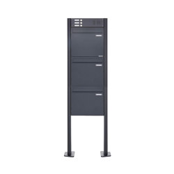 Basic | 3er Zaunbriefkasten freistehend BASIC 380Z-P mit Klingelkasten- RAL 7016 anthrazitgrau | Mailboxes | Briefkasten Manufaktur