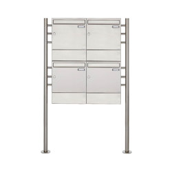 Basic | 4er 2x2 Edelstahl Standbriefkasten Design BASIC 381 ST-R mit Zeitungsfächer | Mailboxes | Briefkasten Manufaktur
