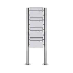 Basic | 4er 4x1 Edelstahl Standbriefkasten Design BASIC Plus 385 220 X ST R - Edelstahl V2A | Mailboxes | Briefkasten Manufaktur
