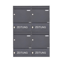 Basic | 4er Aufputz Briefkasten Design BASIC 382A AP mit Zeitungsfach geschlossen - RAL 7016 anthrazitgrau 100mm Tiefe | Mailboxes | Briefkasten Manufaktur