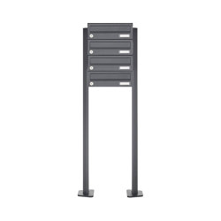 Basic | 4er Edelstahl Briefkastenanlage freistehend Design BASIC Plus 385XP ST-T - RAL nach Wahl | Mailboxes | Briefkasten Manufaktur