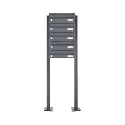 Basic | 5er Edelstahl Briefkastenanlage freistehend Design BASIC Plus 385XP ST-T - RAL nach Wahl | Mailboxes | Briefkasten Manufaktur