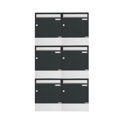 Basic | 6er 3x2 Aufputz Briefkastenanlage Design BASIC 382 AP mit Zeitungsfächer - Edelstahl-RAL 7016 |  | Briefkasten Manufaktur