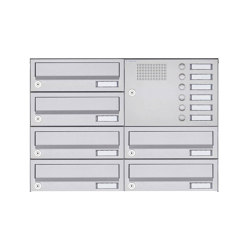 Basic | 6er 4x2 Aufputz Briefkastenanlage Design BASIC 385A AP mit Klingelkasten - Edelstahl V2A Rechts | Mailboxes | Briefkasten Manufaktur