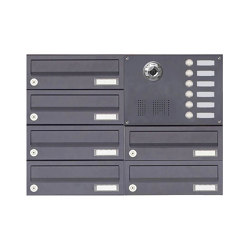 Basic | 6er Aufputzbriefkasten BASIC Plus 385 KXA SP mit Klingelkasten - Kameravorbereitung Rechts | Mailboxes | Briefkasten Manufaktur