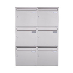 Basic | 6er Edelstahl Aufputz Briefkasten Design BASIC Plus 382XA AP - Edelstahl V2A geschliffen 100mm Tiefe | Mailboxes | Briefkasten Manufaktur