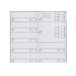 Basic | 7er Aufputz Briefkastenanlage Design BASIC 385A-9016 AP mit Klingelkasten - RAL 9016 verkehrsweiß Rechts | Mailboxes | Briefkasten Manufaktur