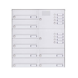 Basic | 8er Aufputz Briefkastenanlage Design BASIC 385A-9016 AP mit Klingelkasten - RAL 9016 verkehrsweiß Rechts | Mailboxes | Briefkasten Manufaktur