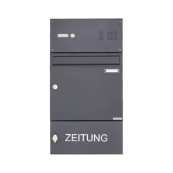 Basic | Aufputz Briefkasten Design BASIC 382A AP mit Klingelkasten & Zeitungsablagefach - RAL 7016 anthrazit 100mm Tiefe | Mailboxes | Briefkasten Manufaktur