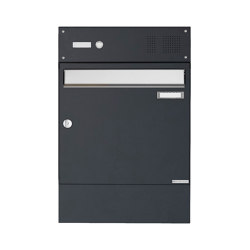 Basic | Aufputz Briefkasten Design BASIC 382A AP mit Klingelkasten & Zeitungsfach - Edelstahl-RAL 7016 | Mailboxes | Briefkasten Manufaktur