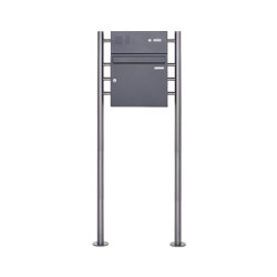 Basic | Standbriefkasten Design BASIC 381 ST-R mit Klingelkasten - DB703 eisenglimmer 100mm Tiefe | Mailboxes | Briefkasten Manufaktur